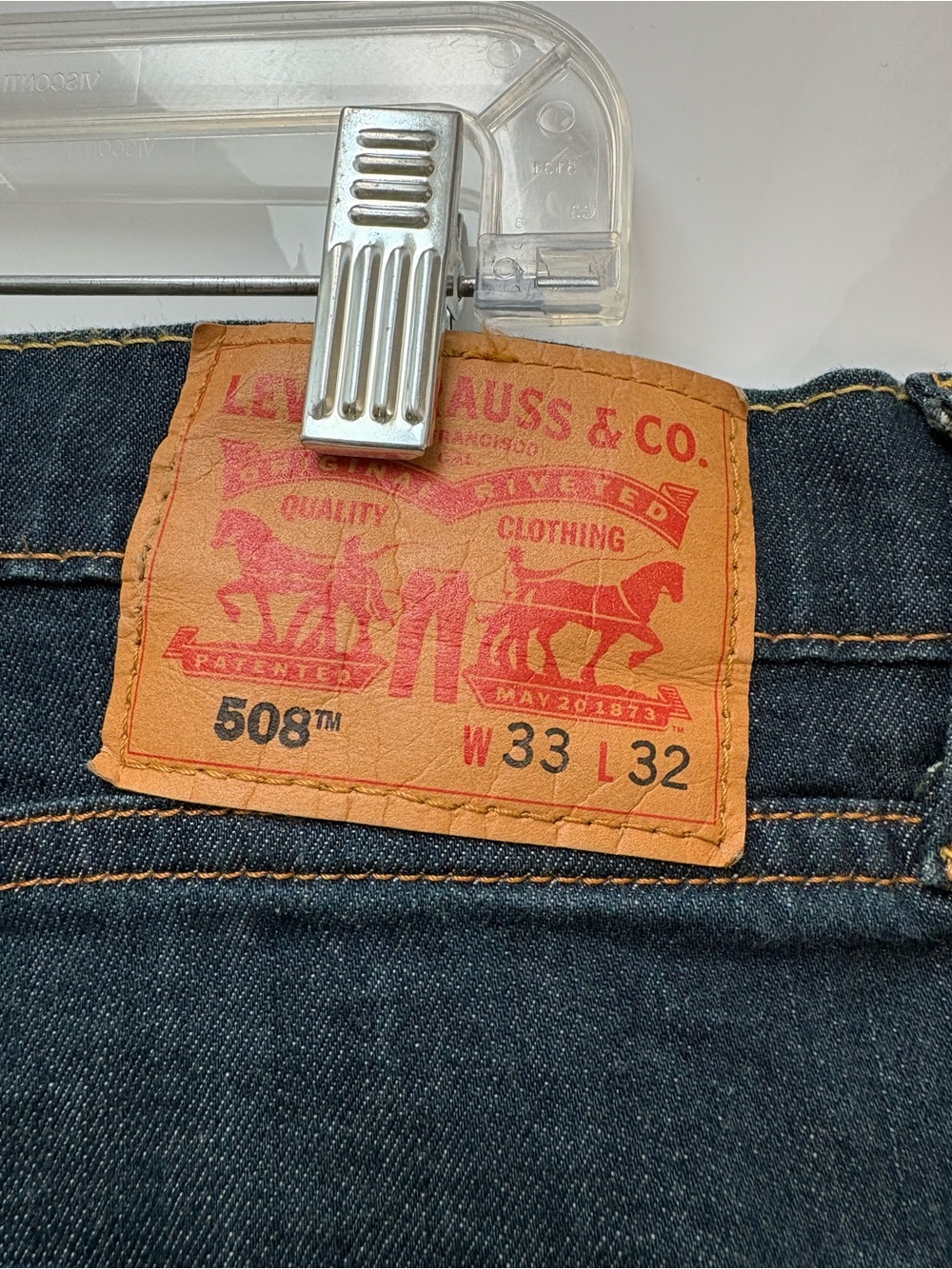Levi’s 508 Regular Taper Jeans Dark Wash Blue Denim 33WX32L - Picture 3 of 12